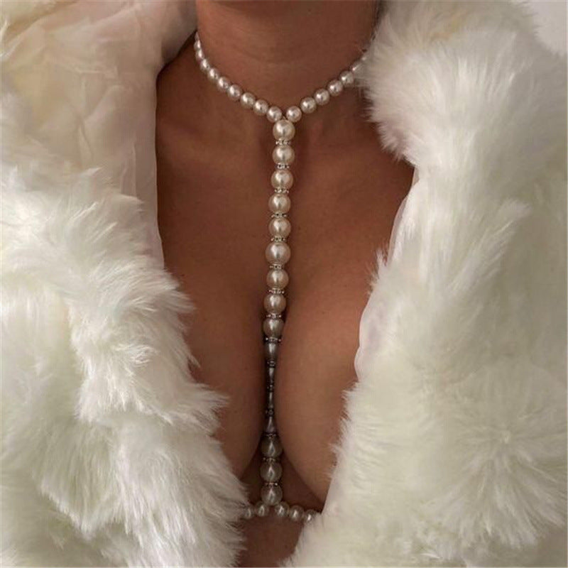 European and American accessories simple, fashionable, rough, pure white pearl chain necklaces, clothing accessories