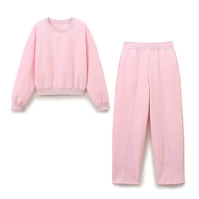 Autumn Women's Long Sleeve Sweatshirt Pants Sweatshirt Cotton Basic Suit Urban Women's Casual 2 Piece Set