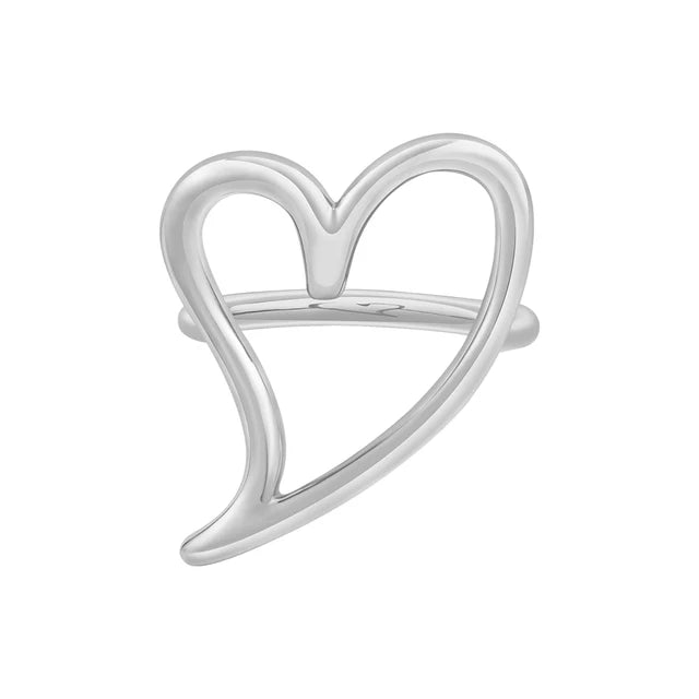 Cutout Heart Ring For Women Gold Color  Plated Fashion Jewelry Rings Simple Office