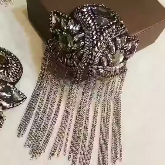 Hot selling dress decorations with diamond tassels, shoulder badges, clothing accessories, clothing patches, cloth stickers, accessories